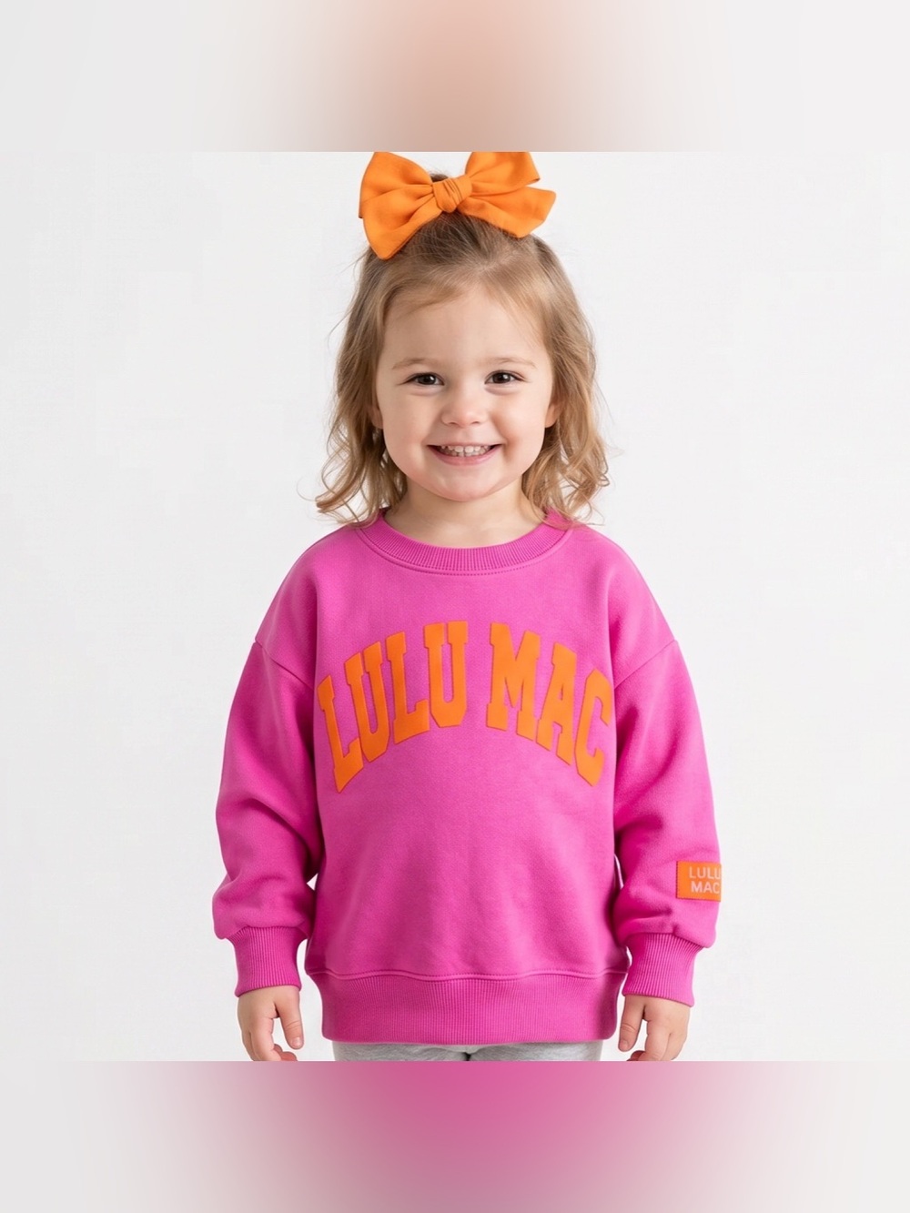 Lulu Mac Toddler Pink with Orange Lettering Sweatshirt